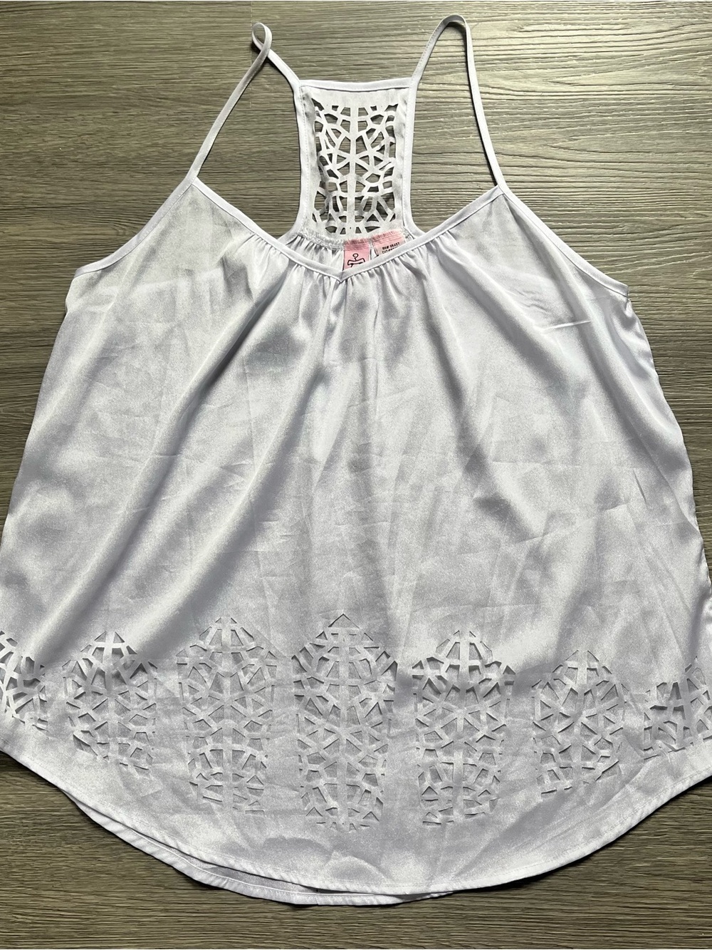 White Indie Sleaze Cutout Trim Racerback Flowy Tank Top